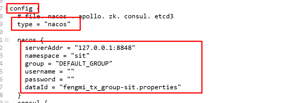 修改 registry.conf 配置中心为 Nacos