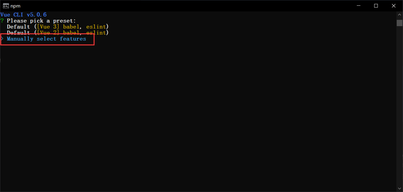 Vue CLI 创建项目命令